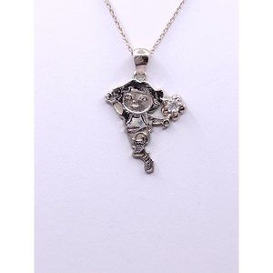 Sterling Silver 925 Stamped Dora the Explorer Pendant Necklace Viacom 17"